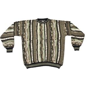 Protege Collection XXL 3D Knit Sweater Coogi Style Multicolor Textured Mens